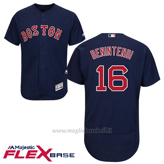 Maglia Baseball Uomo Boston Red Sox 16 Andrew Benintendi Blu Alterner Flex Base